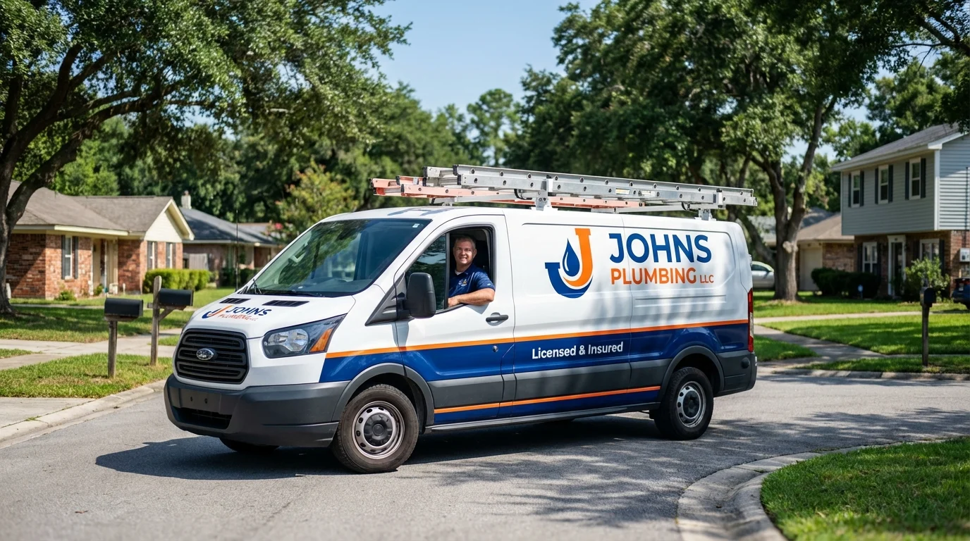 Johns Plumbing LLC service van in Lewistown, IL